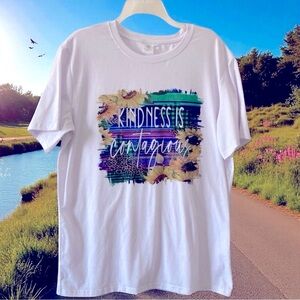Bradshaw Blanks "Kindness Is Contagious" Graphic Tee | Size Large boho artistic